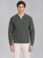 Ribbed Henley Sweatshirt