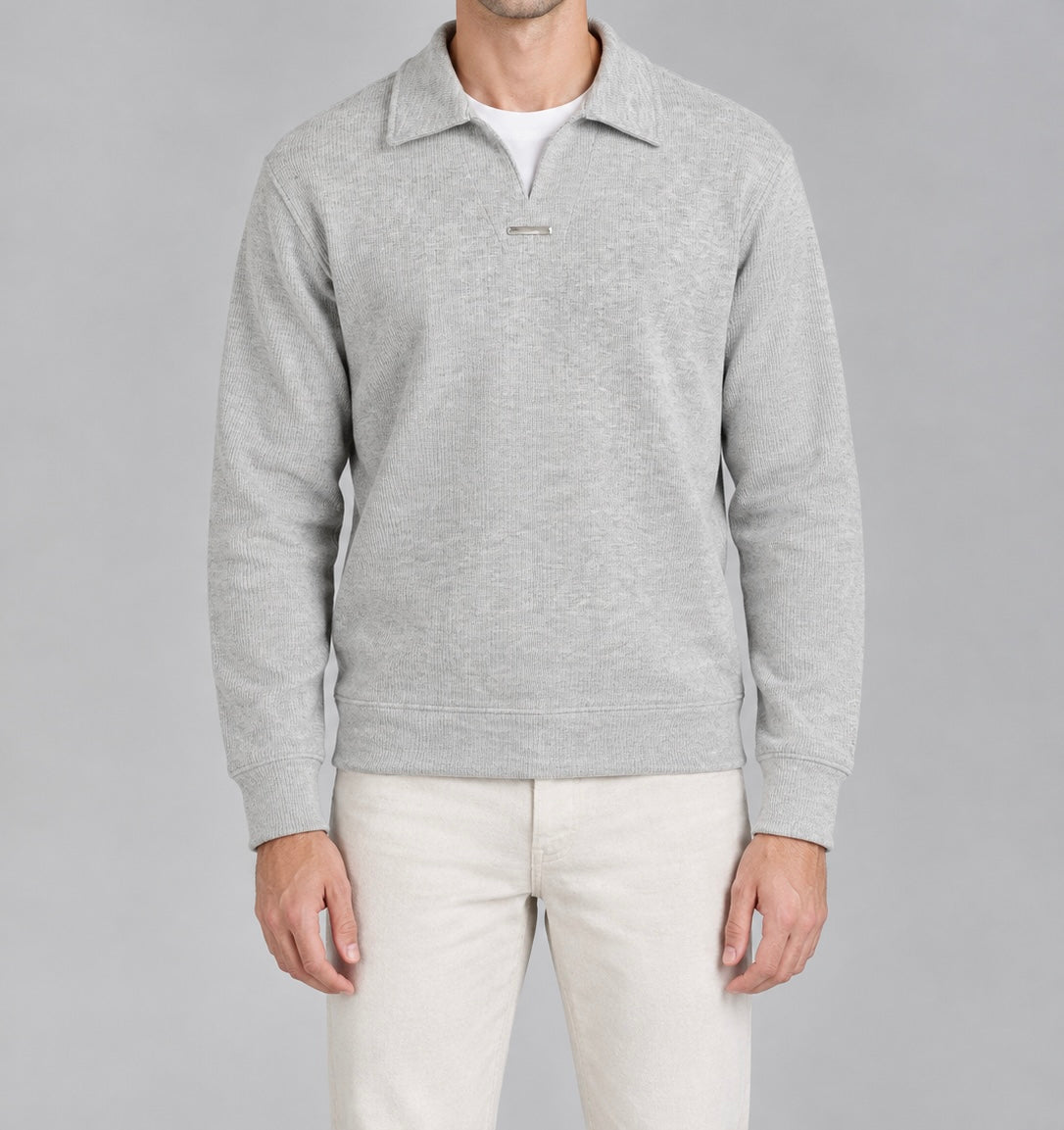 Ribbed Polo Sweatshirt