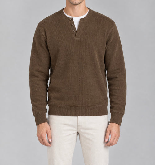 Ribbed Henley Sweatshirt