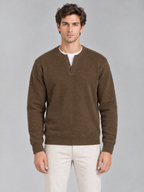 Ribbed Henley Sweatshirt
