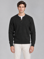 Ribbed Henley Sweatshirt
