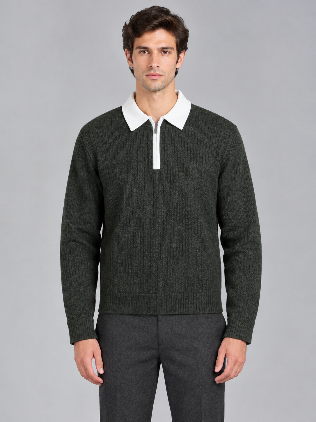 Quarter-Zip Knit Polo Sweater