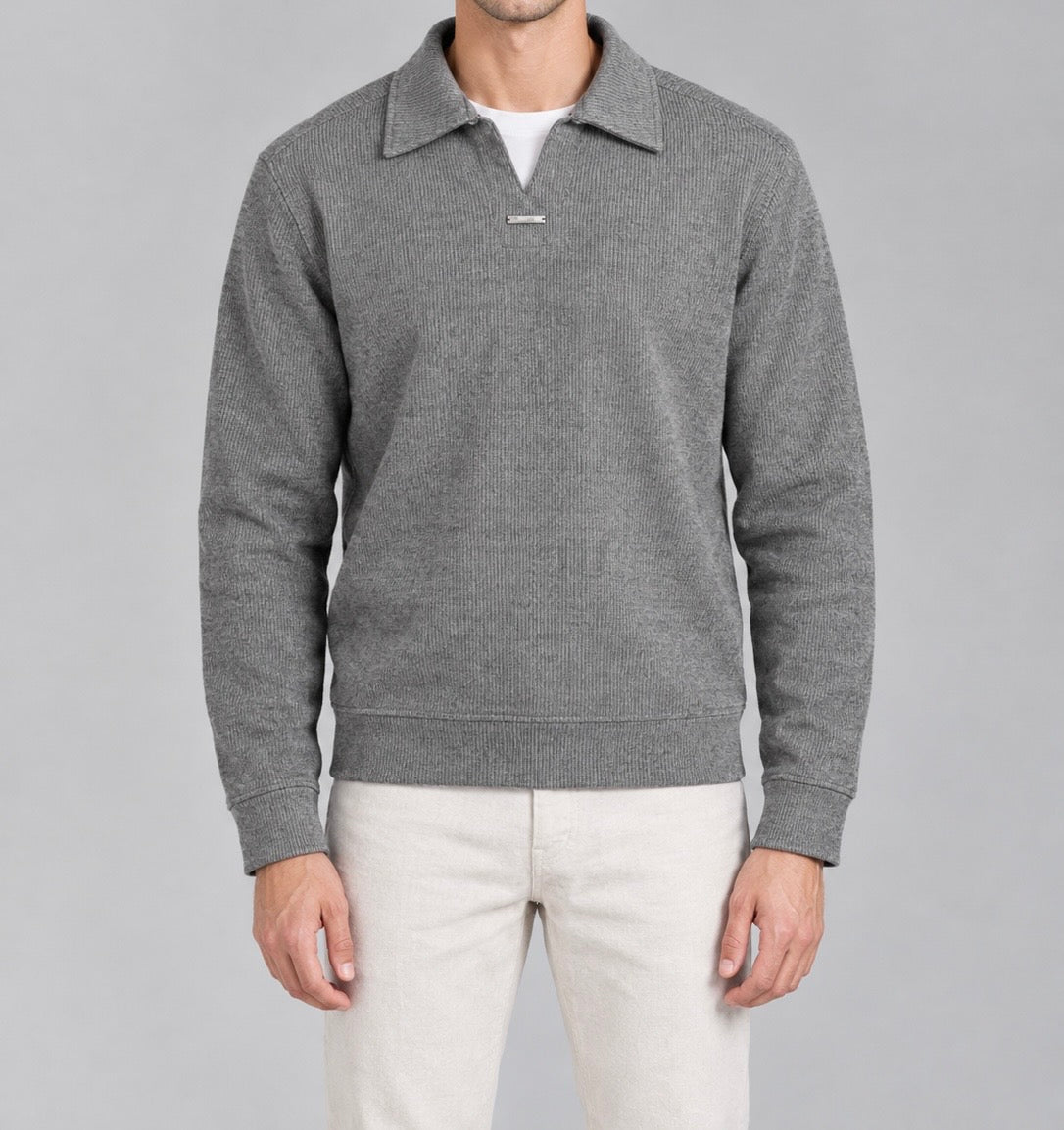 Ribbed Polo Sweatshirt