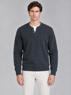 Ribbed Henley Sweatshirt