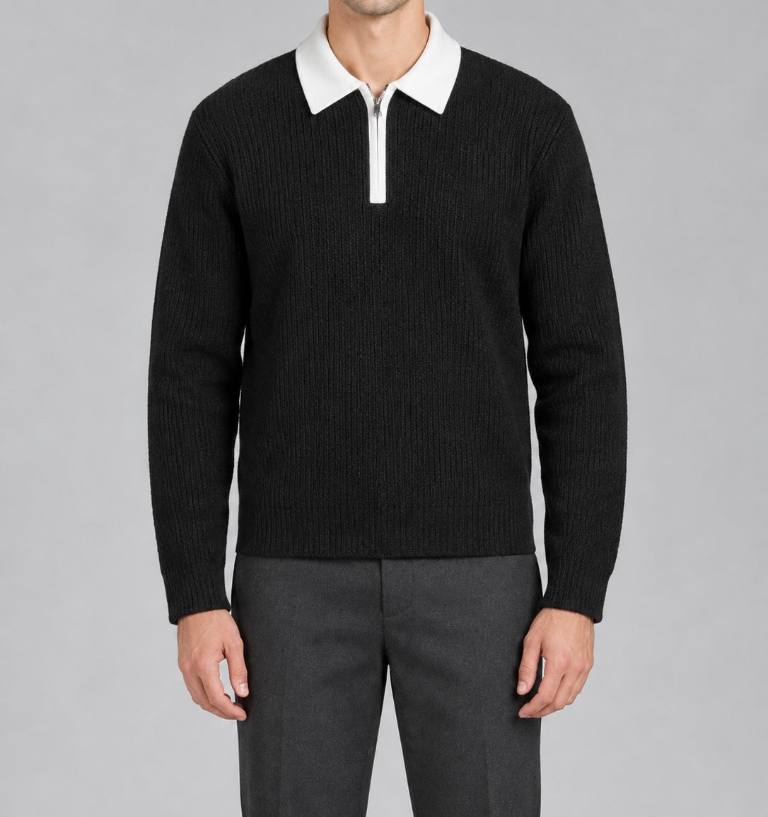 Quarter-Zip Knit Polo Sweater
