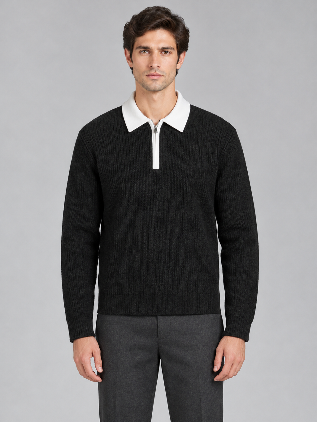 Quarter-Zip Knit Polo Sweater
