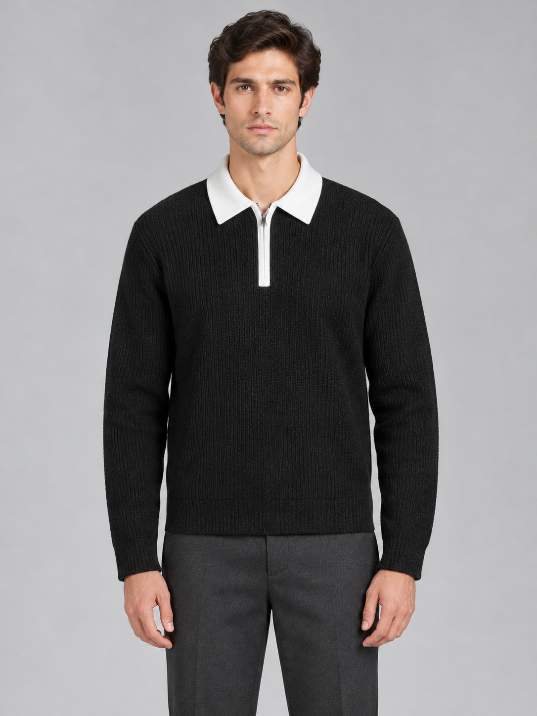 Quarter-Zip Knit Polo Sweater