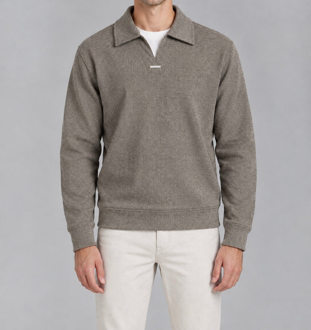 Ribbed Polo Sweatshirt