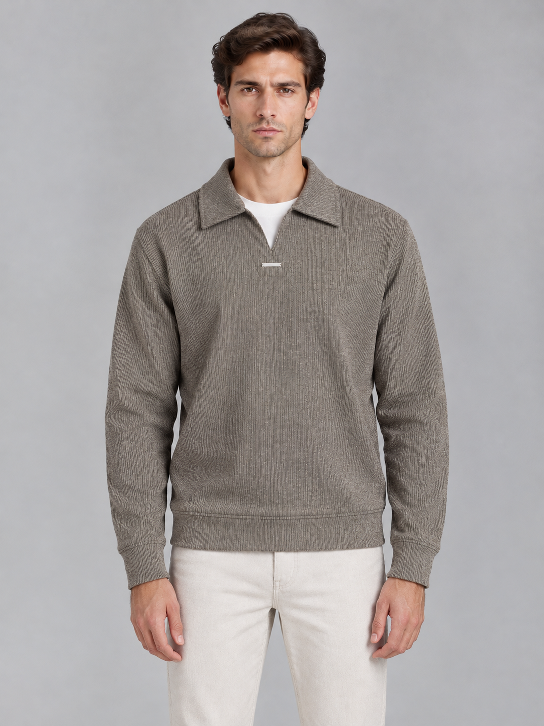 Ribbed Polo Sweatshirt