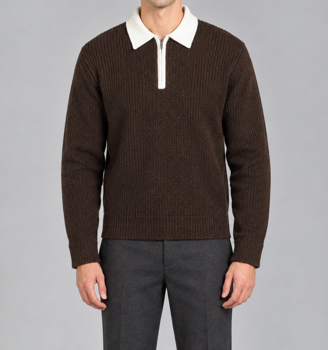Quarter-Zip Knit Polo Sweater