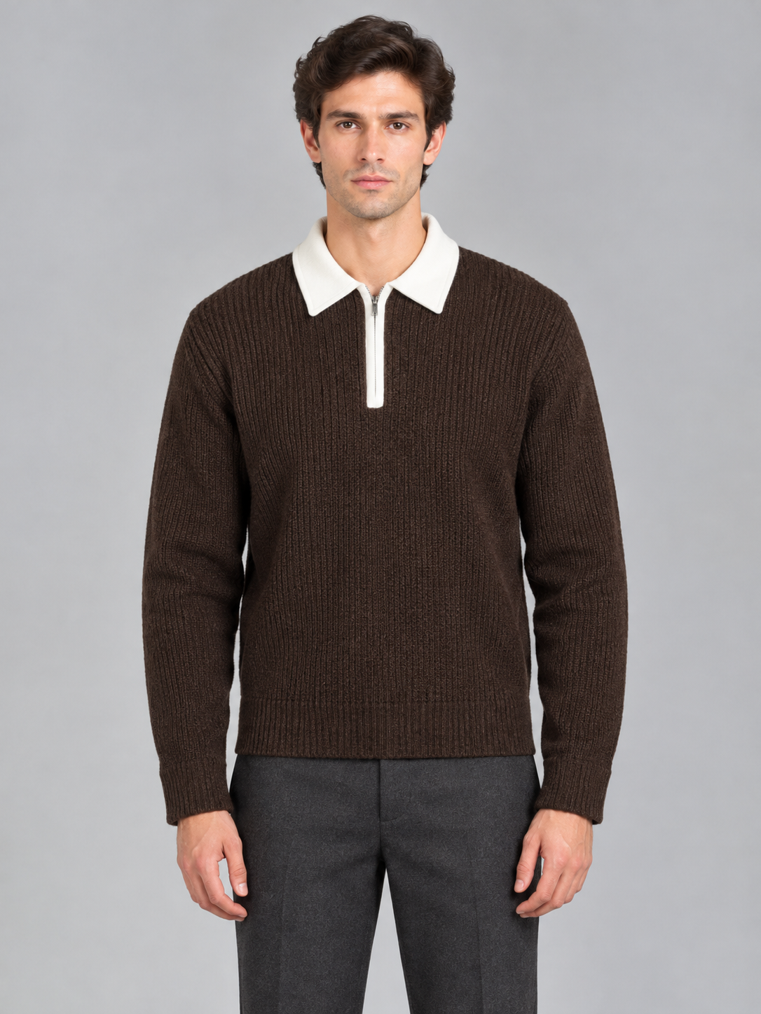Quarter-Zip Knit Polo Sweater