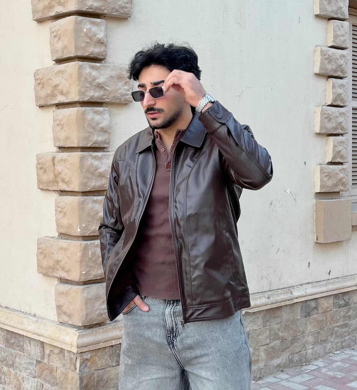 Western leather jacket