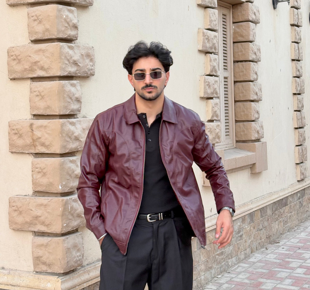 Western leather jacket