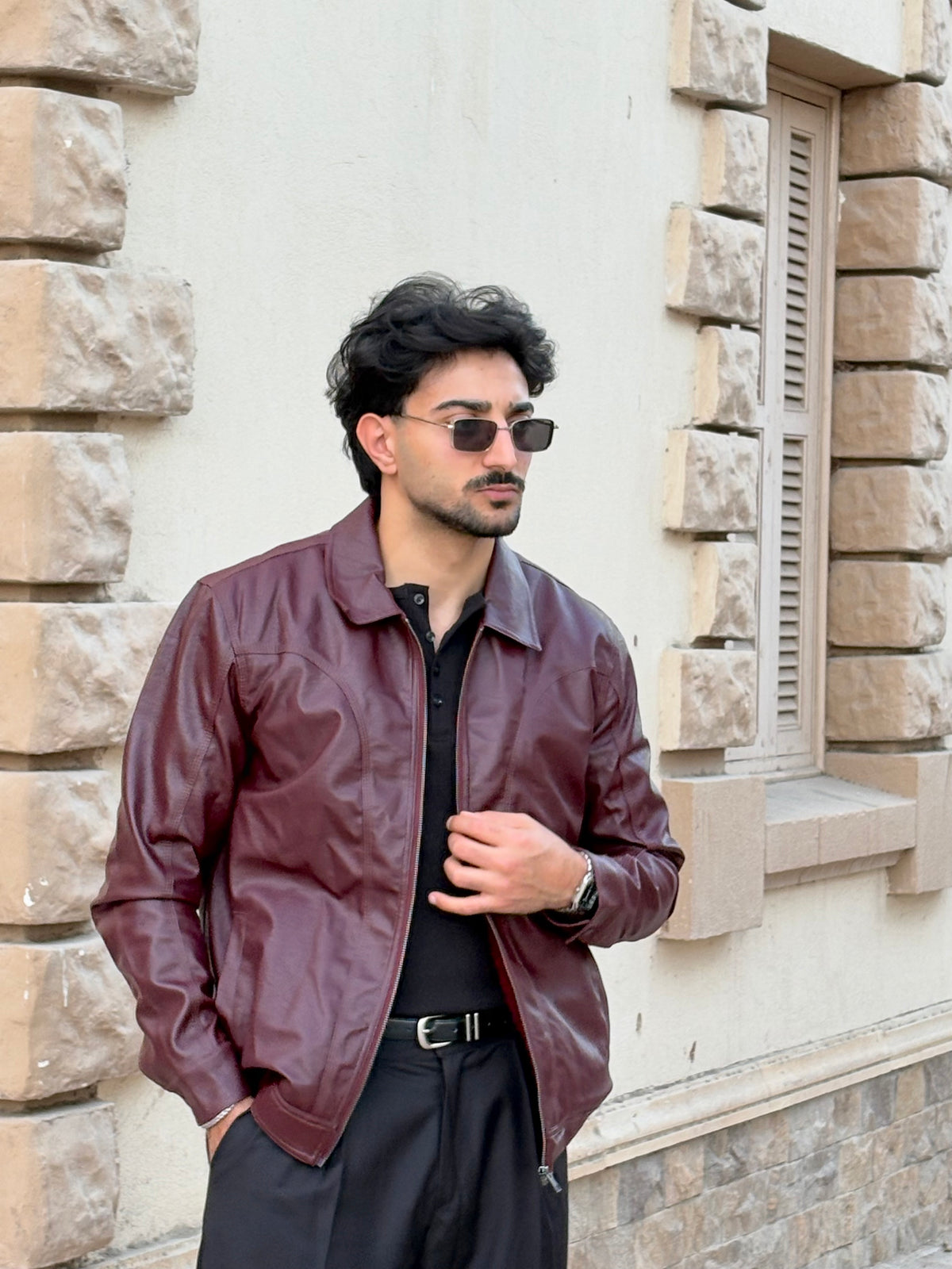 Western leather jacket