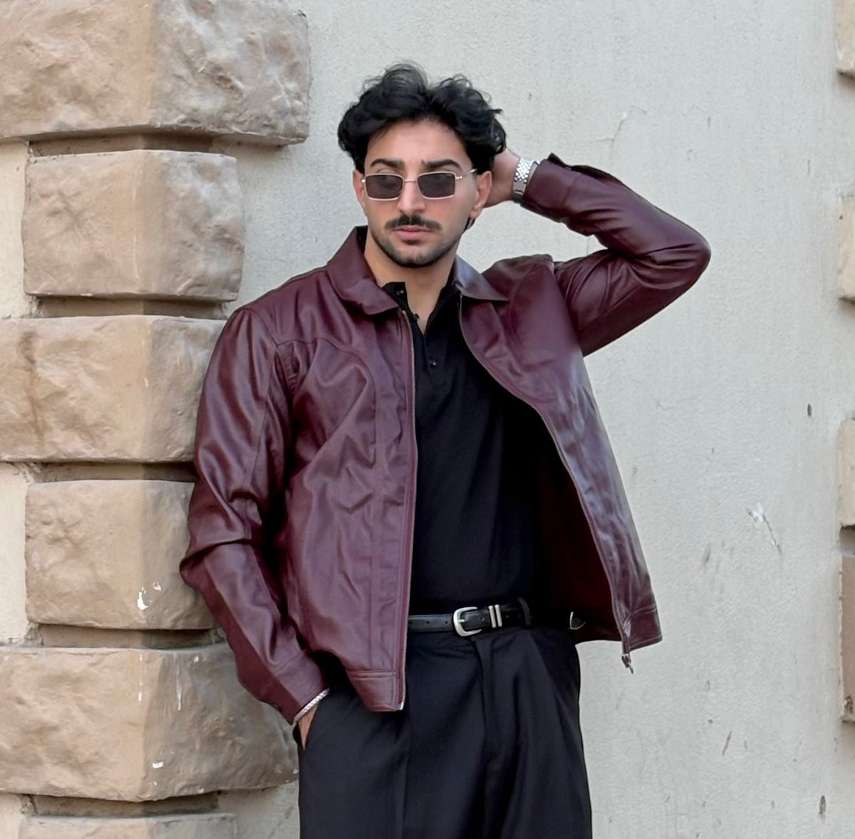 Western leather jacket